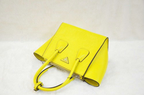 2014 Prada Calf Leather Tote Bag BN2625 Lemonyellow